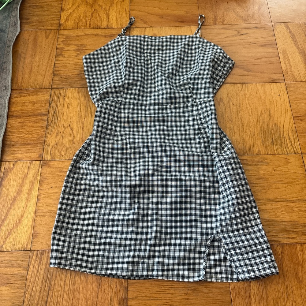 SHEIN Black and White Checkered Mini Dress
